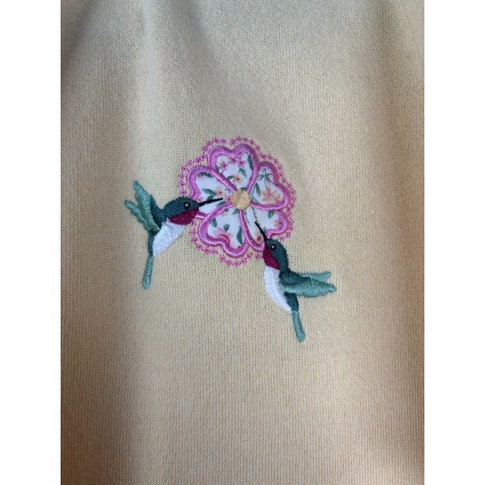 VTG Top Stitch Morning Sun Sweatshirt Full Zip XL Yellow Hummingbird Embroidery - Picture 3 of 14